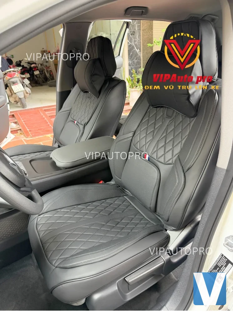Áo Ghế Da Nappa Phom 12D Vân Trám Kim Cương – Bảo Hành 2 Năm – Màu đen (C6)