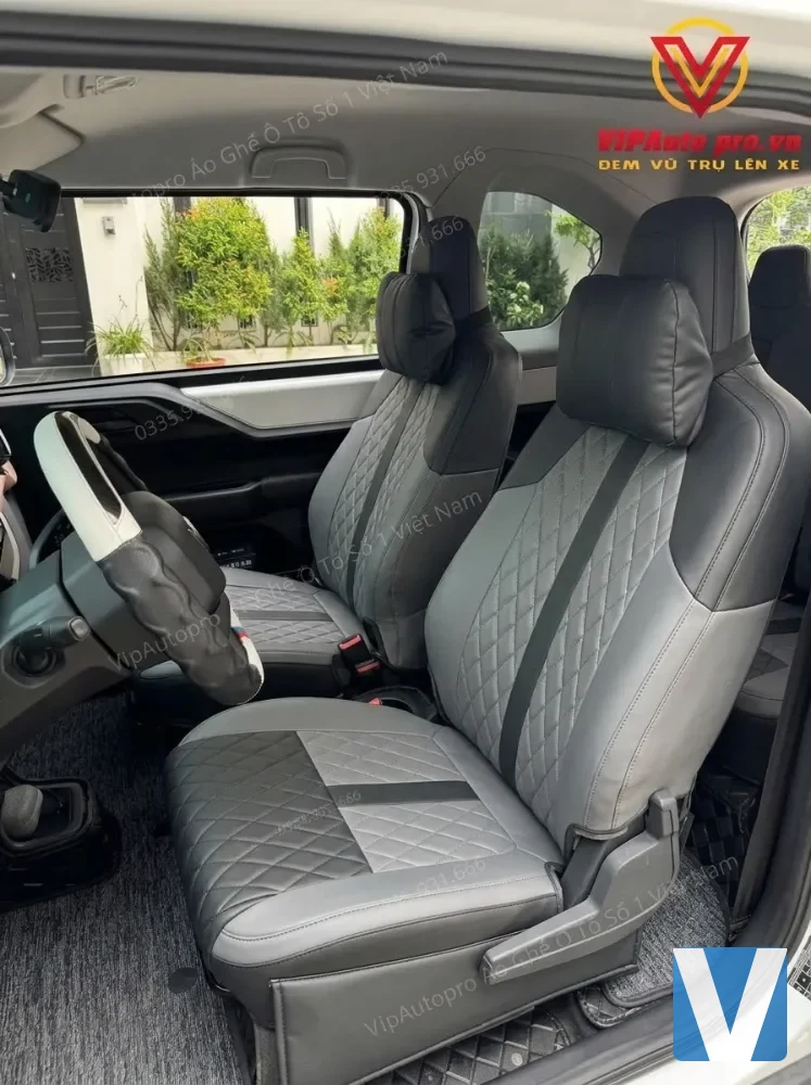 Áo ghế da Nappa VinFast VF3 – Xám đen (V2)