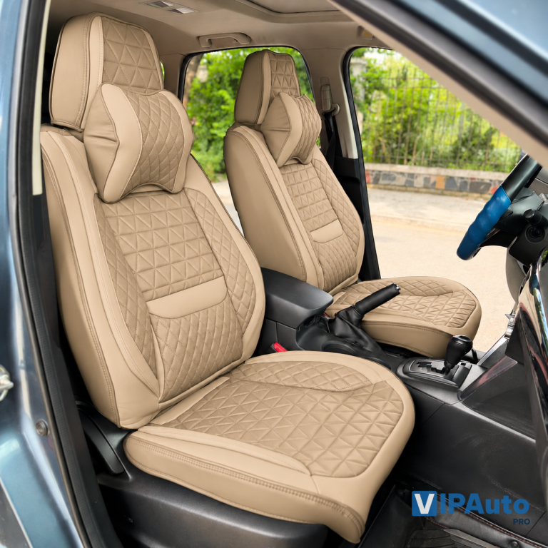 Áo Ghế Da Nappa Phom Mỹ (U.S) Vân Trám Kim Cương – Bảo Hành 2 Năm – Be (M5)