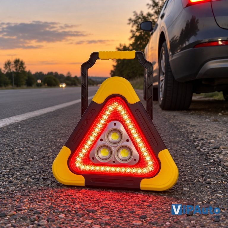 Đèn cảnh báo tam giác đa năng phát sáng đỏ trên lề đường